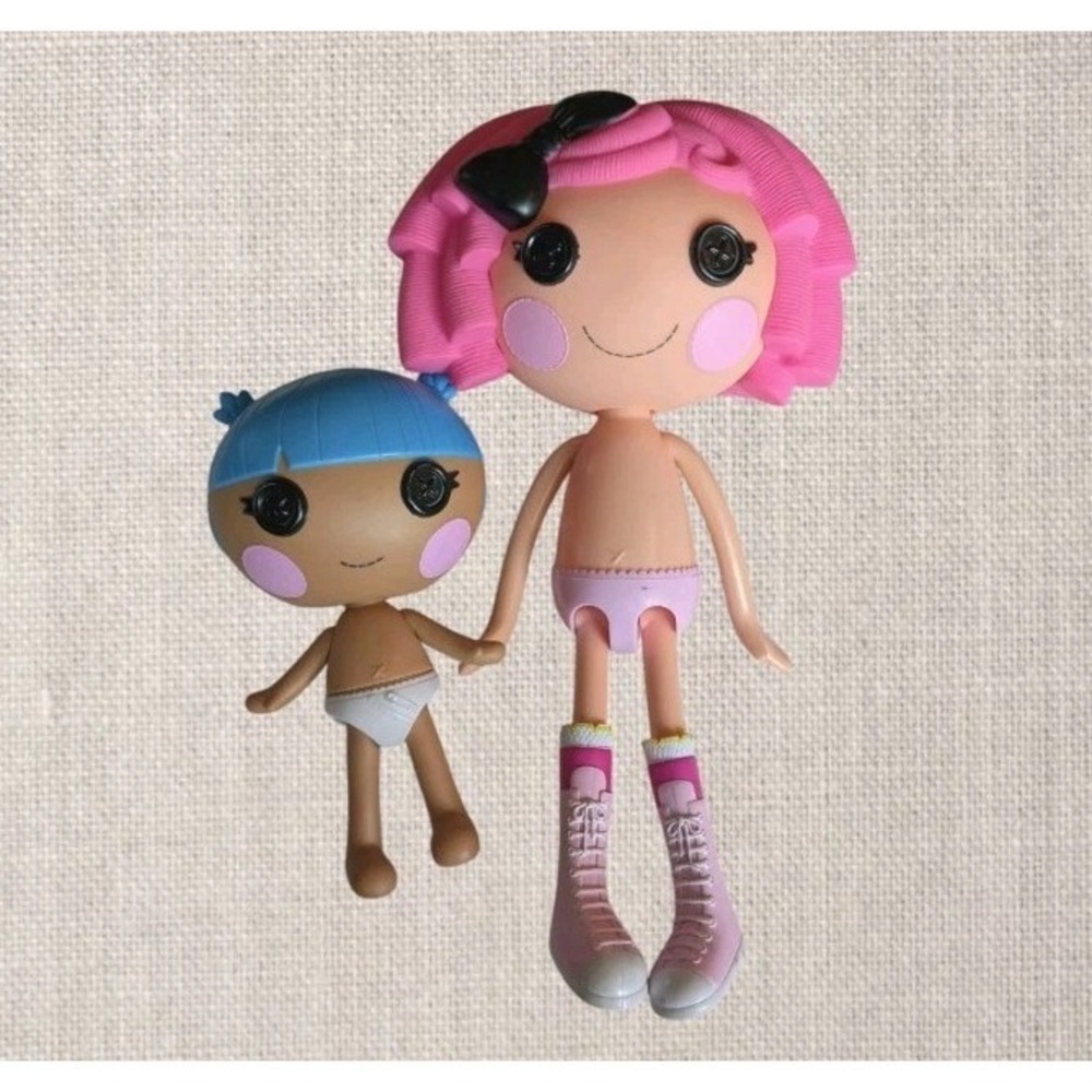 2 Lalaloopsy Dolls Crumbs Sugar Cookie 12" Bundles Snuggle Stuff Pink Blue 7"